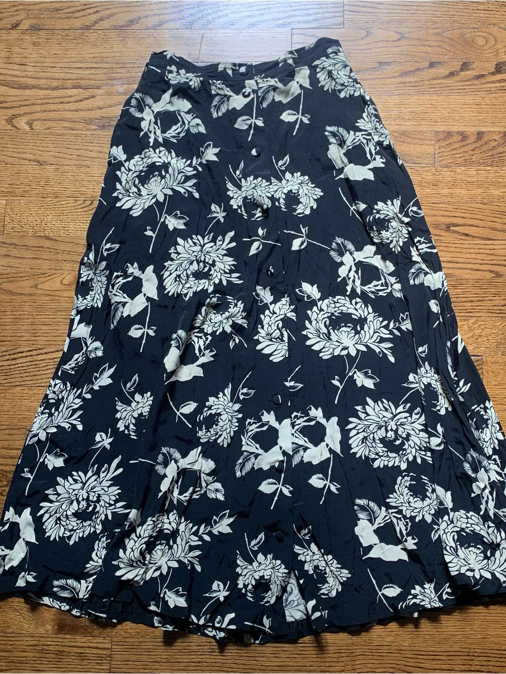VINTAGE Evan Picone Romantic Floral Button Down Full Long Skirt Pockets XS